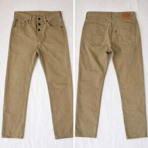 Levi’s 501 Original Straight Khaki Tan Jeans W30 L30 Button Fly Classic Workwear